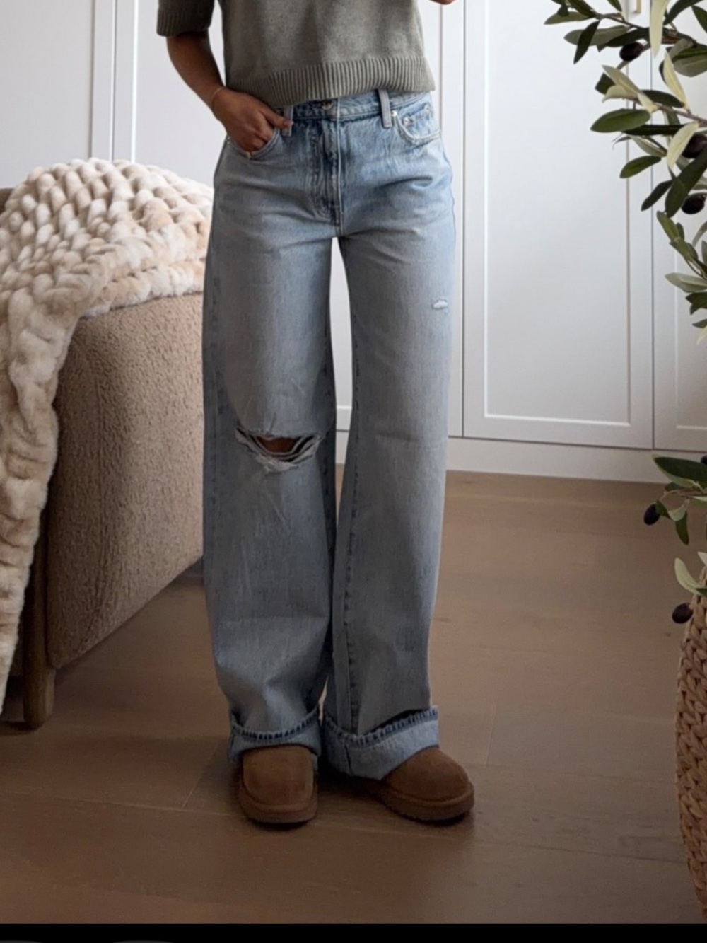 Womens high rise baggy jean